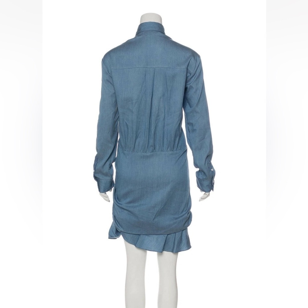 Veronica Beard Blue Ruched Long Sleeve Shirt MIDI Dress sz6 - Picture 4 of 14